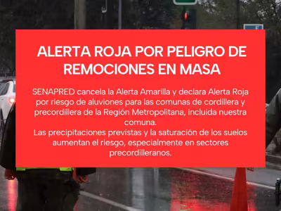 ALERTA ROJA POR PELIGRO DE REMOCIONES EN MASA